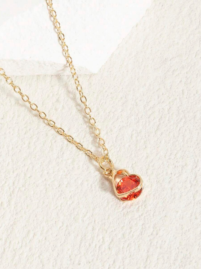 Heart Pendant Women Necklace Jewelry Accessories Water Drop Birthstone Gift USA