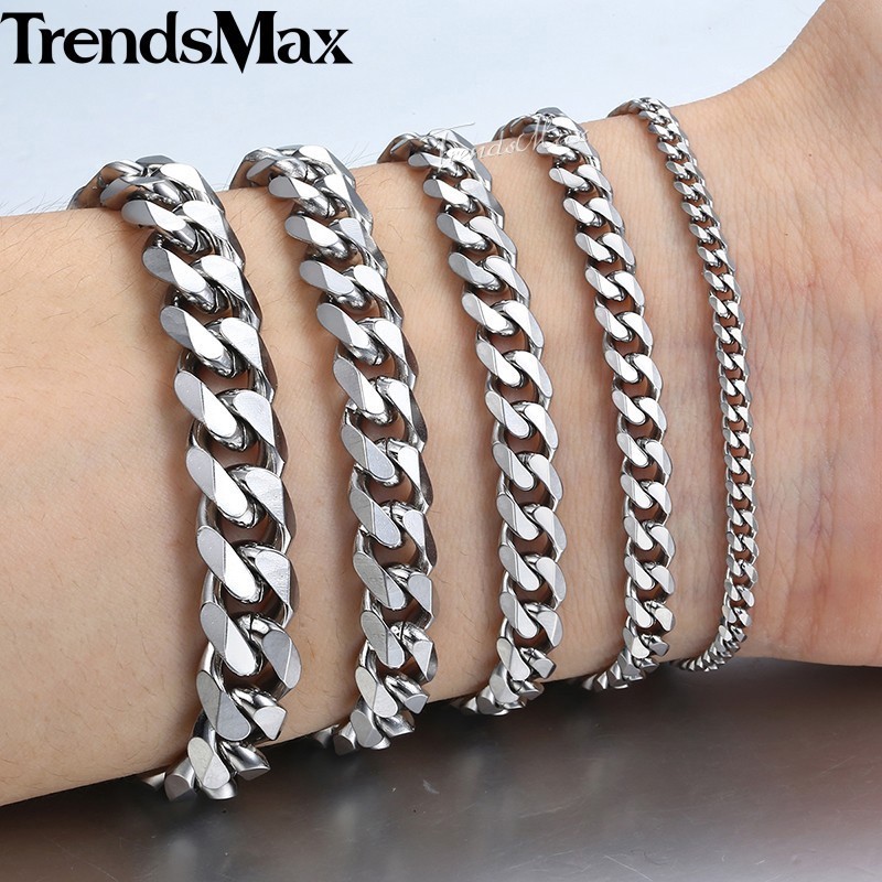 16-36″ Stainless Steel Chain Link Cuban Curb Womens Mens Necklace 3/5/7/9/11mm