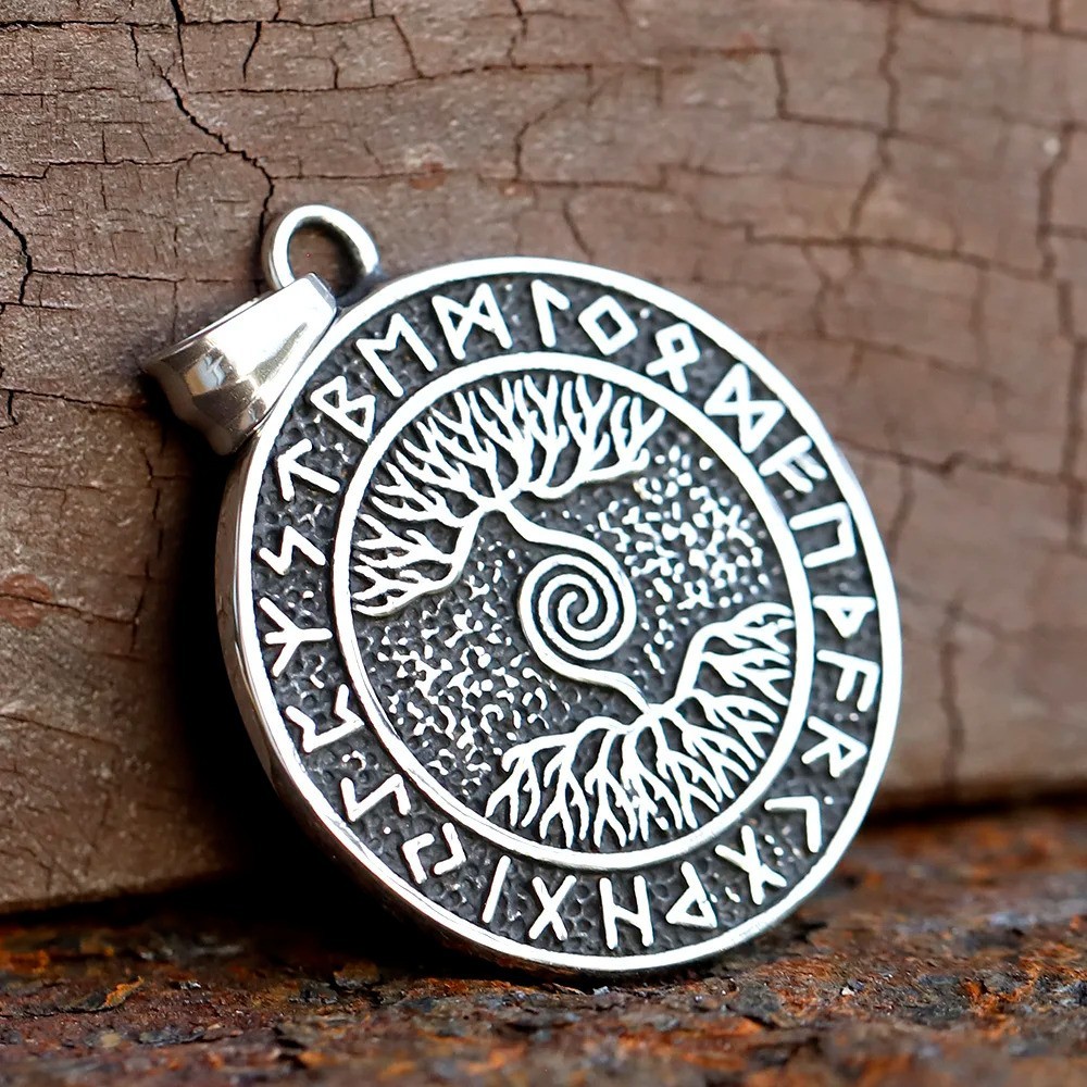 Viking Tree of Life Rune Necklace Stainless Steel Necklace