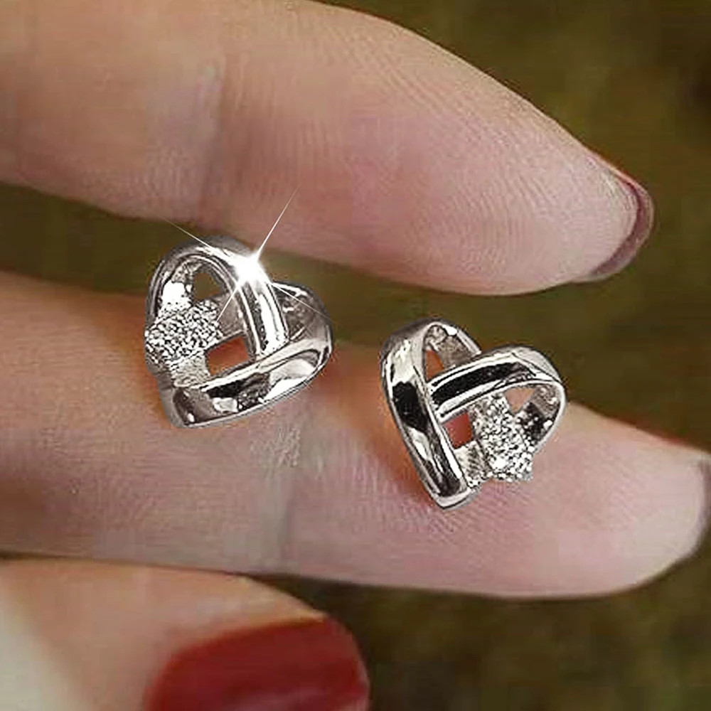 Huitan Eternity Love Earrings Ear Stud Piercing Silver Color/Gold Color Fashion