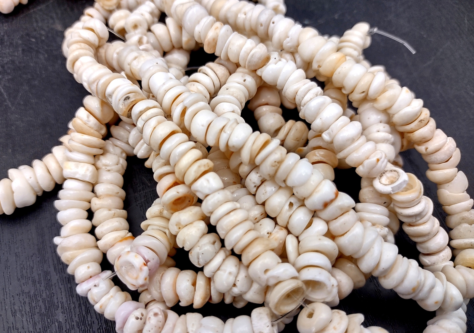 White Puka Seashell Strand Beads (1 strand approx. 16 inches x 4-5+ mm)