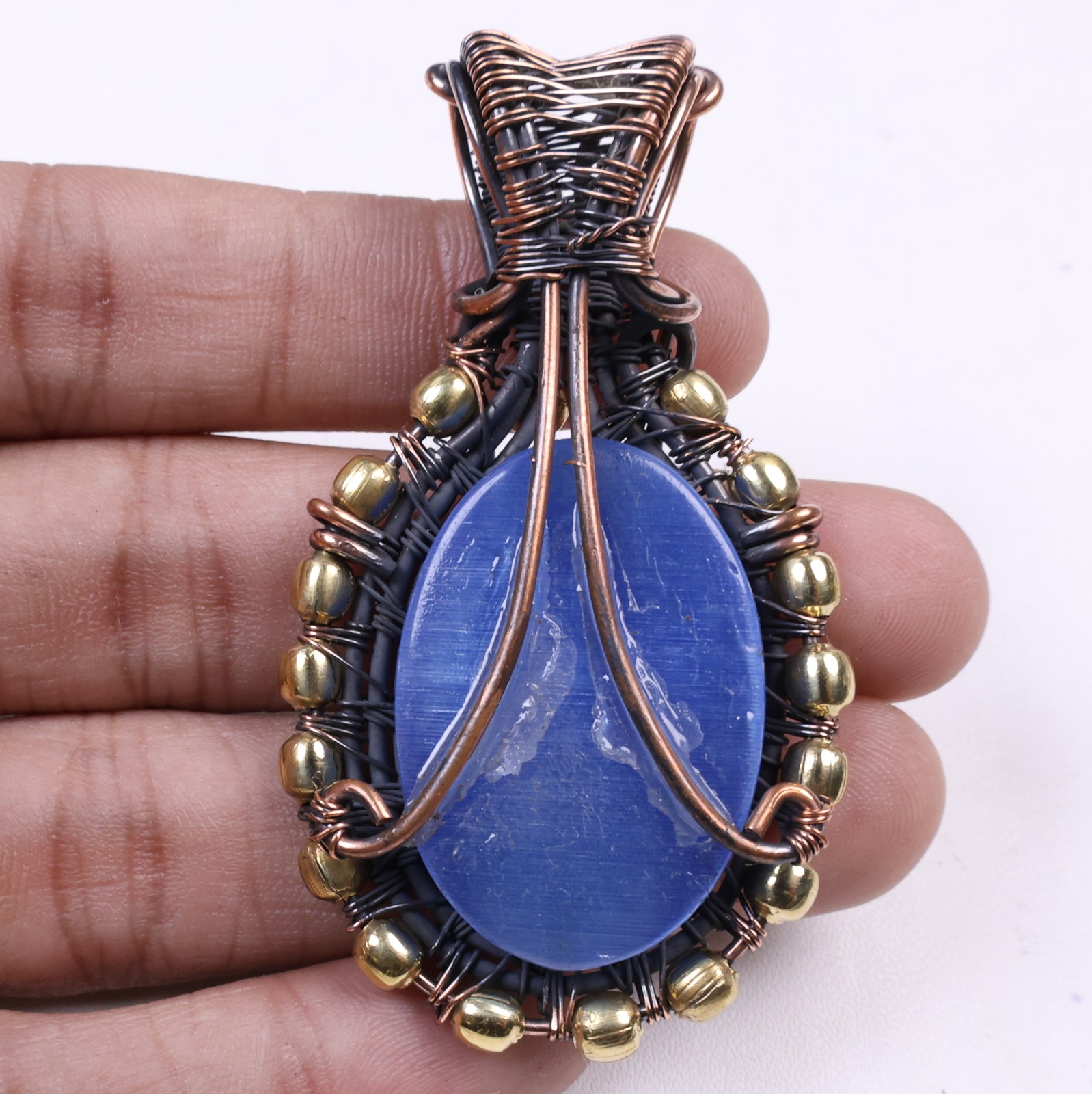 Handmade Monalisa Pendant, Natural Wire Wrap Necklace, Gemstone Gift 6.1’cm