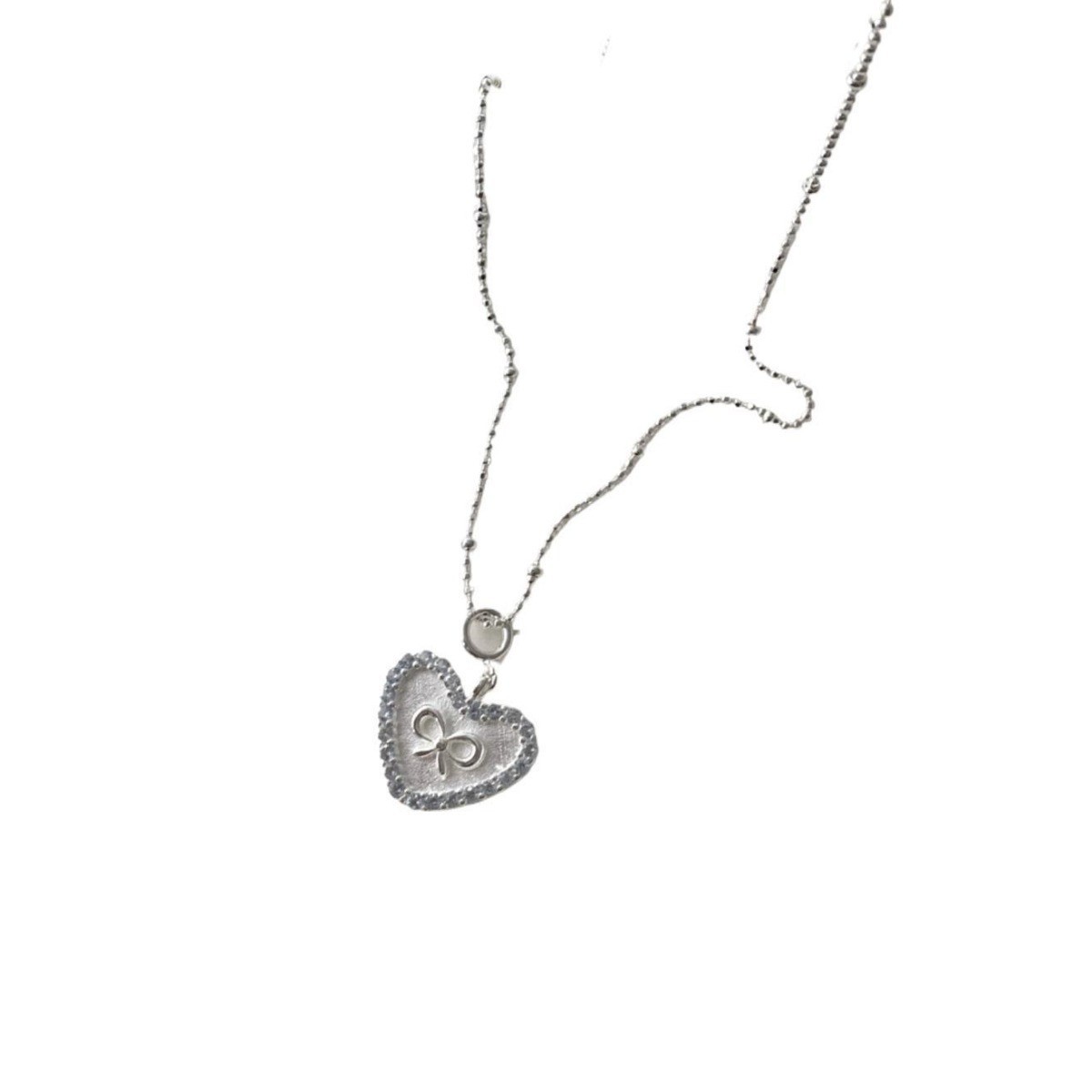 925 Sterling Silver Heart Necklace Gift for Women Minimalist Love Pendant with G