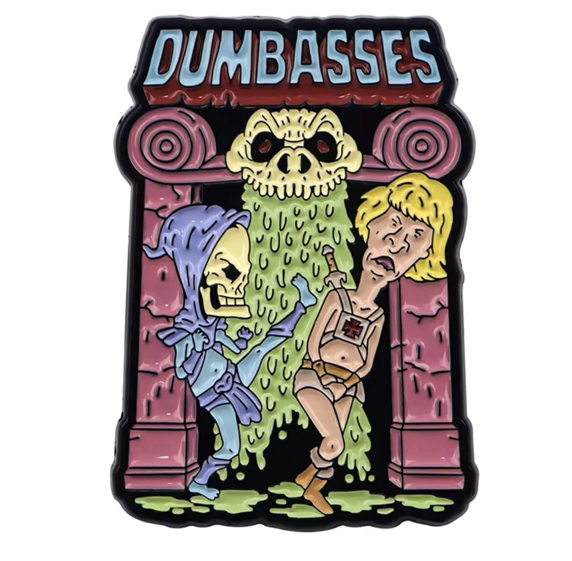 Dumb Head Butt Brothers Style Pin 1pc With Rubber Backer Humorous Pin Dumb Bros