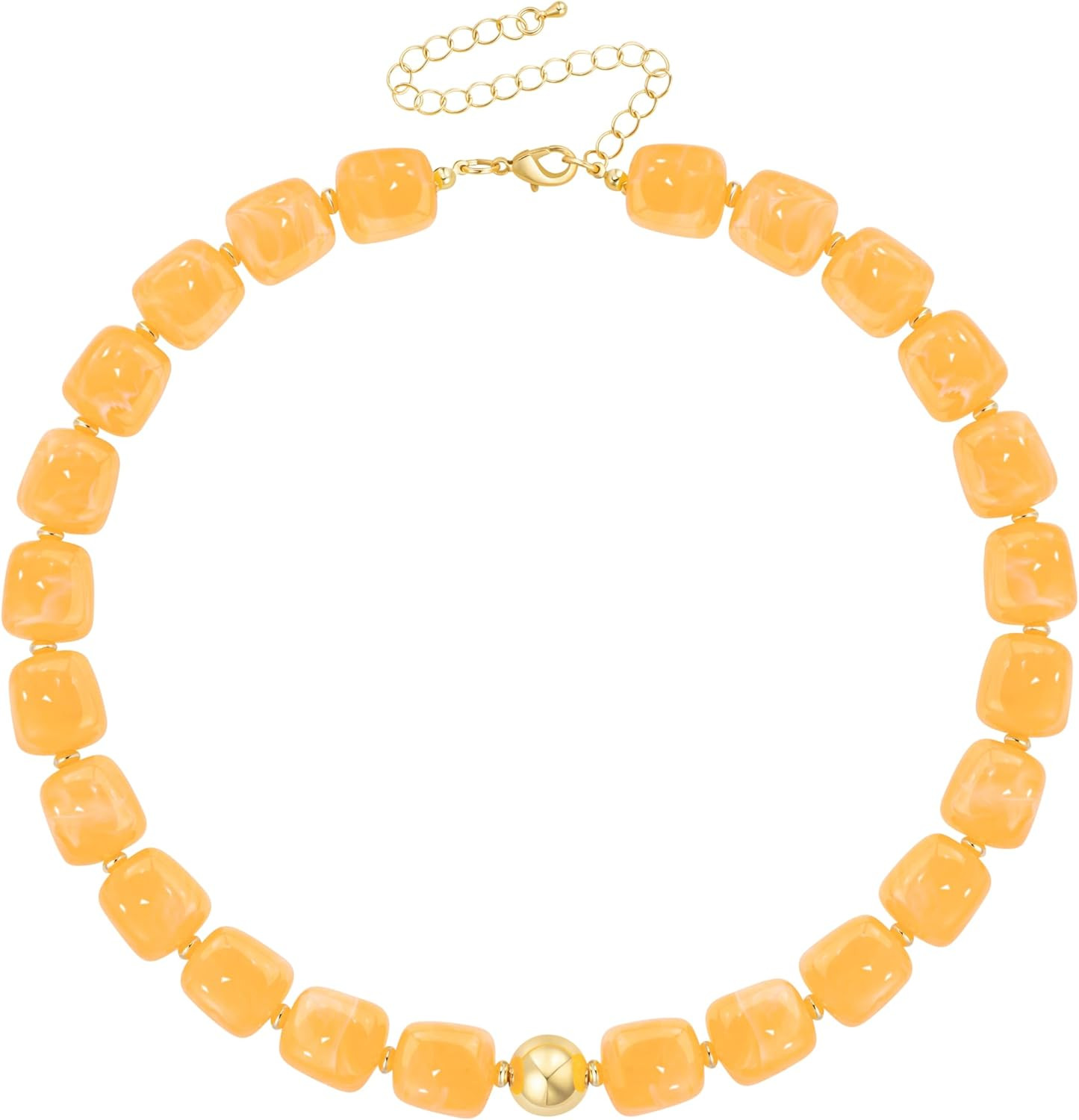 Chunky Necklaces for Women Trendy Multicolor Large Square Resin Beads Necklace T