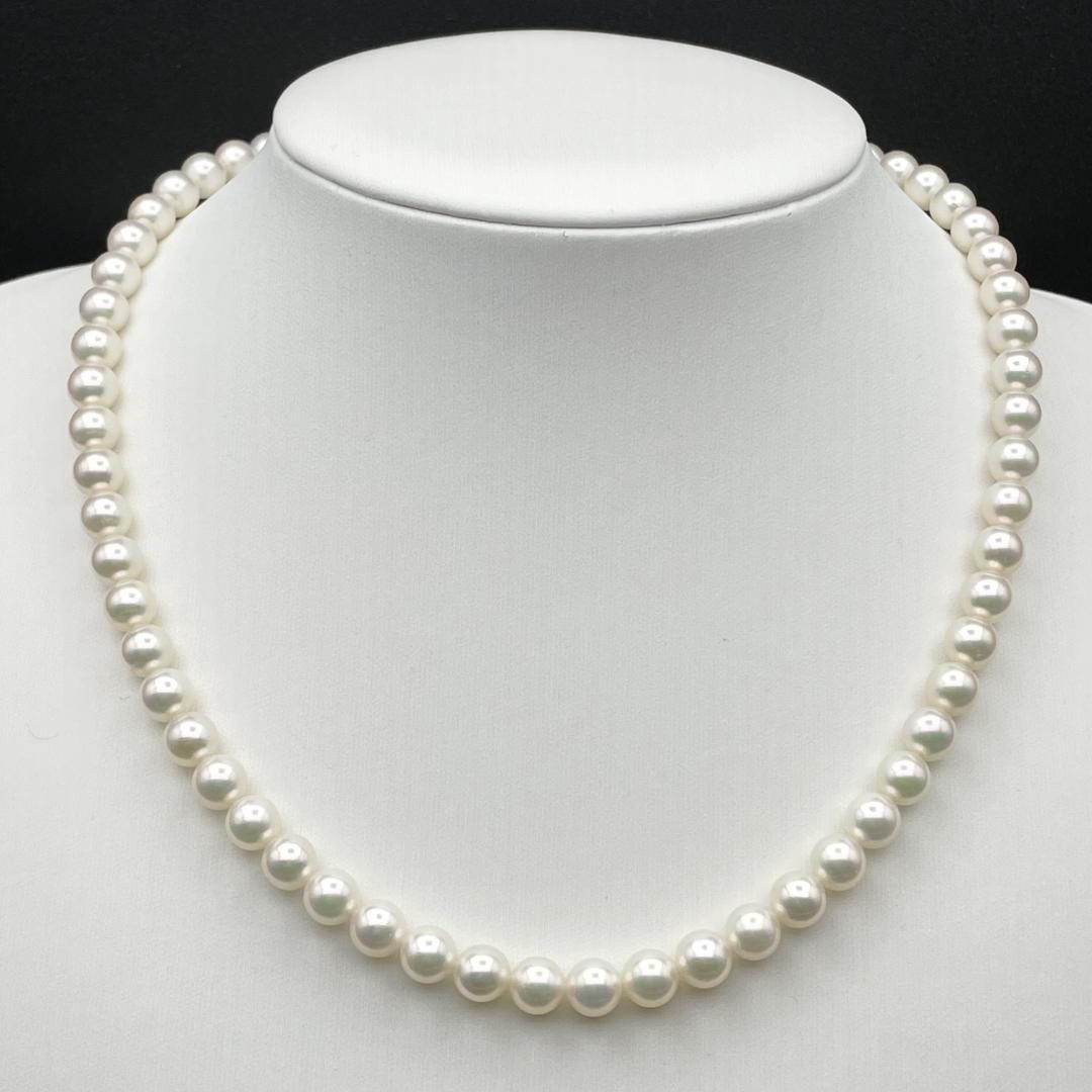 Akoya Pearl Hanadama Necklace Approx 7mm-6.5mm Silver From Japan