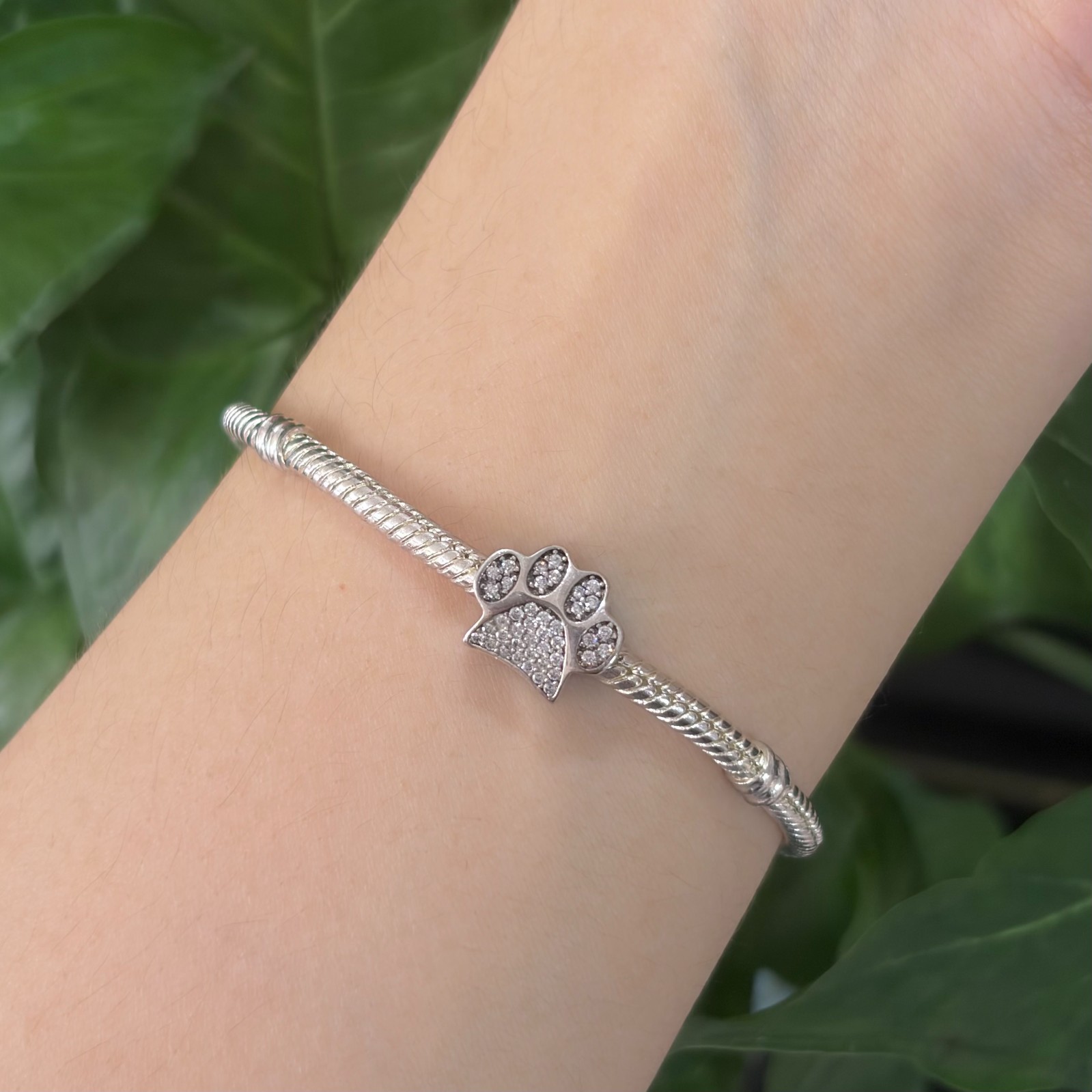 100% NEW #791714CZ PANDORA Sterling Silver Paw Print Charm WITH BOX