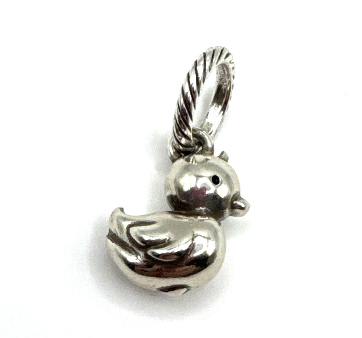 Brighton Bubbles Duck Rubber Ducky Detailed Heart Swim Silver Pendant Charm