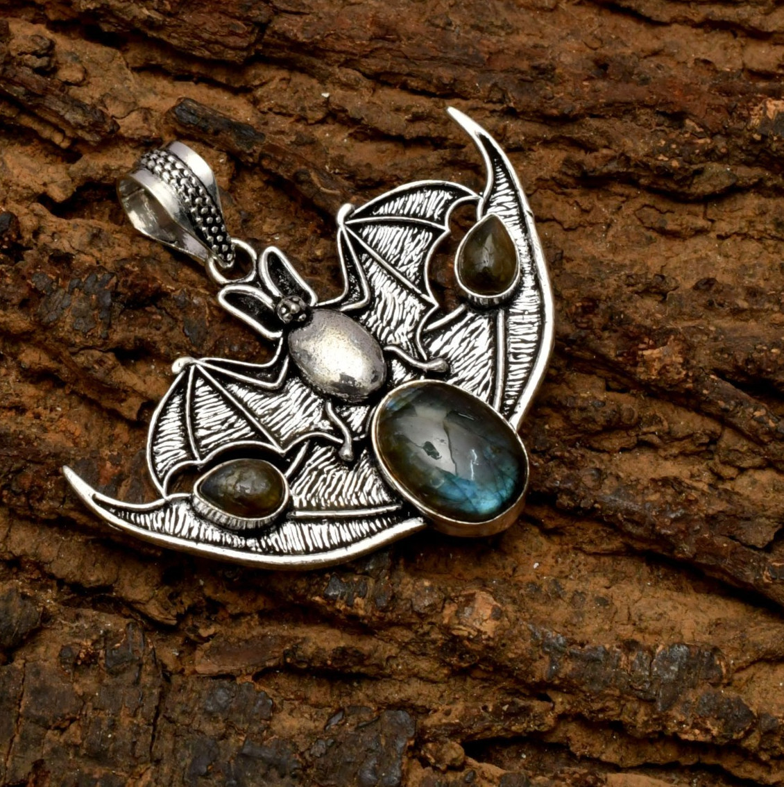 Labradorite Gemstone Handmade 925 Sterling Silver Jewelry Pendant 1.77″