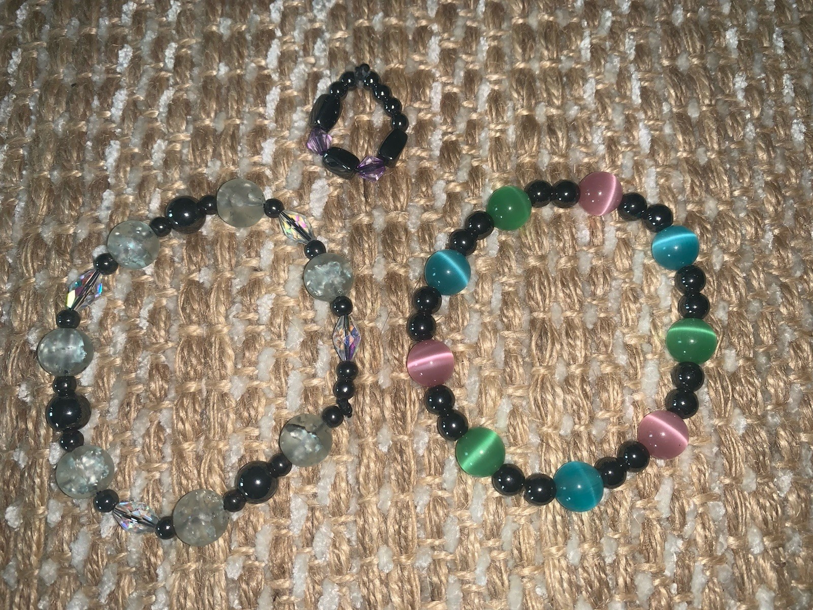 Magnetic Bracelet Hematite Bead Crystal Stretch Healing Therapy Stone 2 + Ring