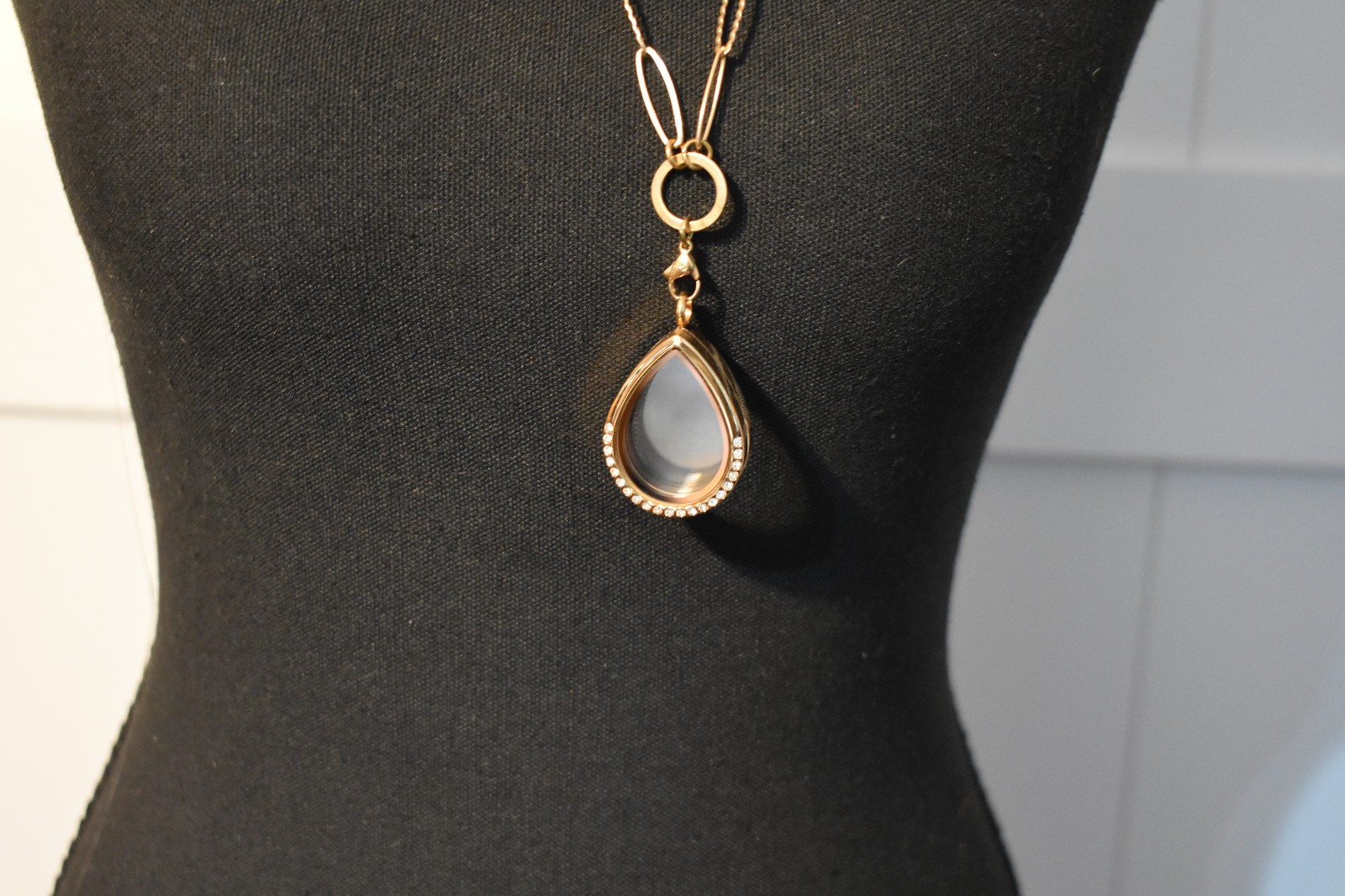 Stainless Steel Tear Drop Locket Pendant Necklace W/ Chain