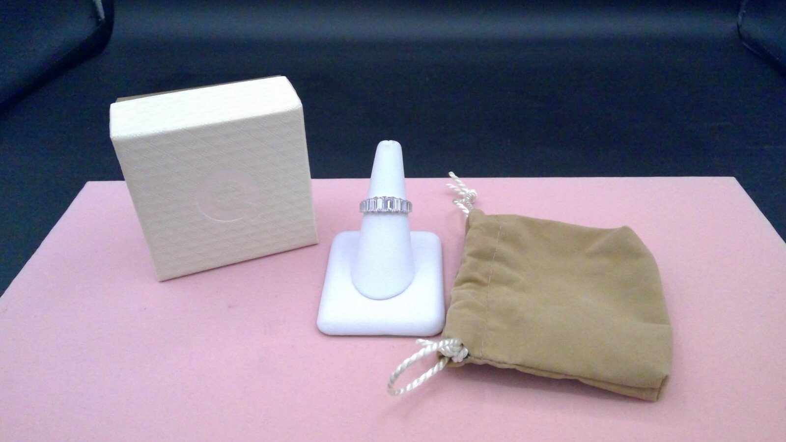 Diamonique QVC Sterling Silver Channel-Set CZ Size 9/9.25 Ring NWOT