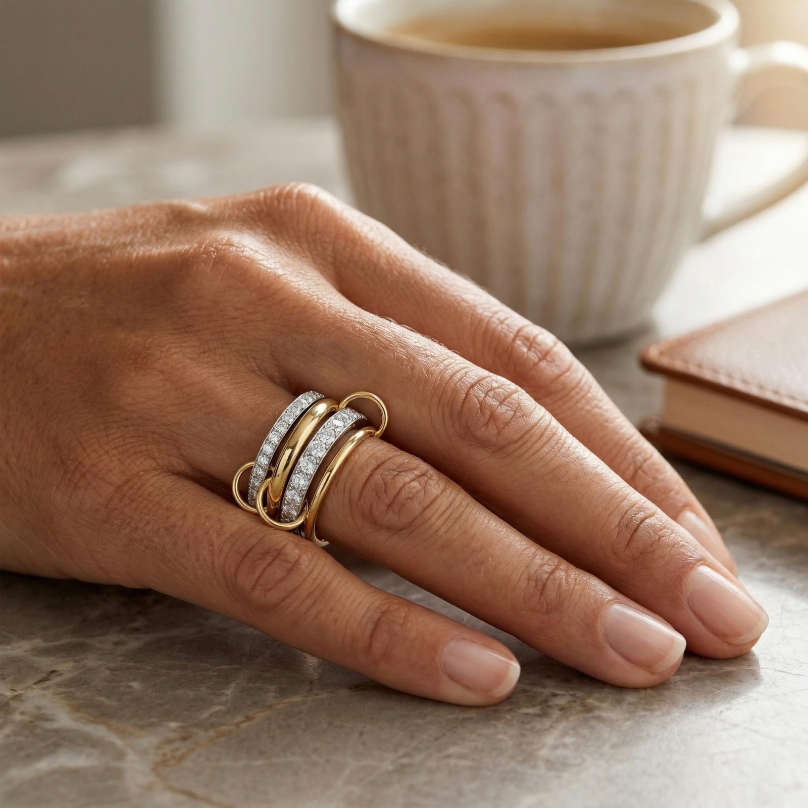 Stackable Gold Silver Band Rings for Women, 14K 18K Statement Cubic Zirconia …