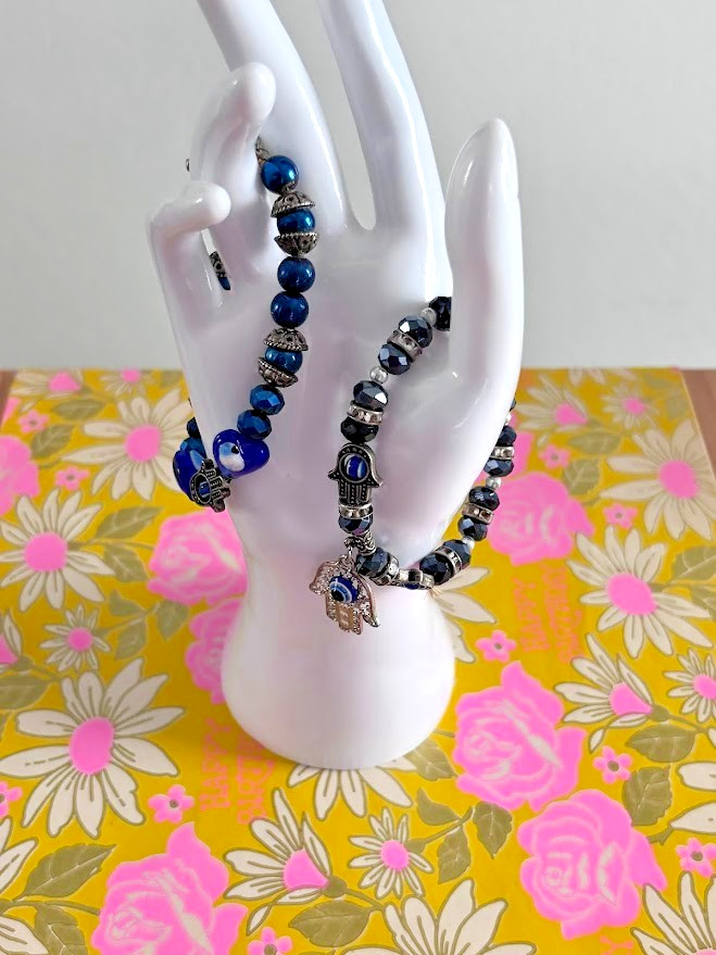 Greek Evil Eye Hands Bracelet Set of 2 Protection Turkish Good Luck Handcrafted