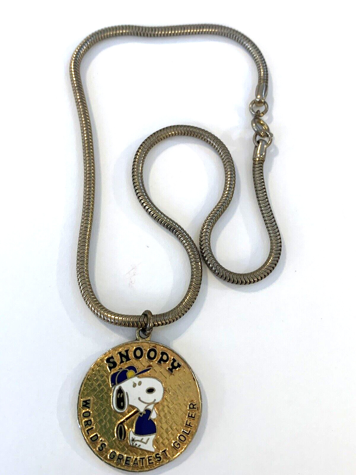 Snoopy Worlds Best Golfer VTG Necklace Aviva Cloisonne Taiwan United Features
