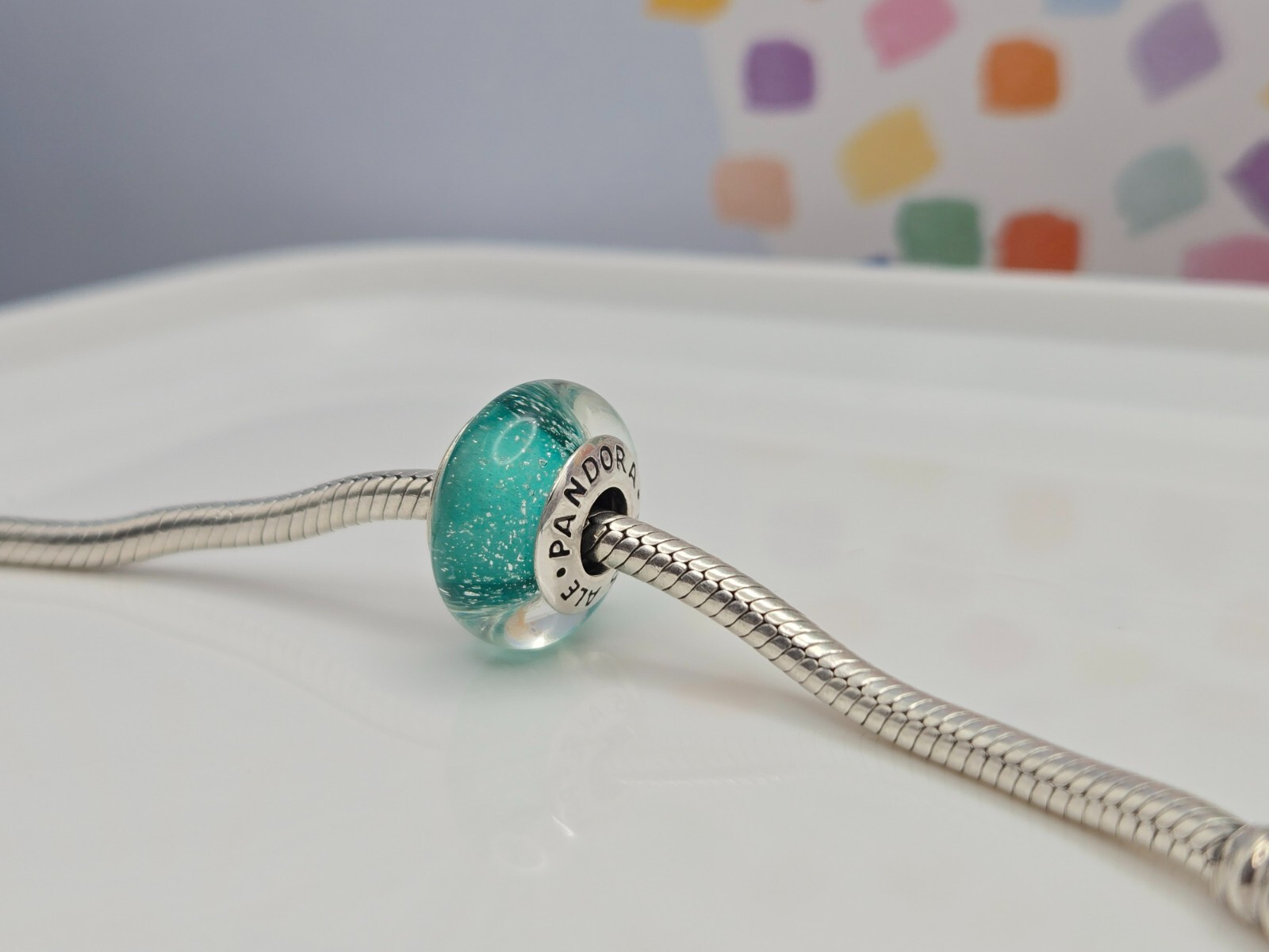 Authentic Pandora Disney Ariel’s Silver Signature Color Murano glass Charm