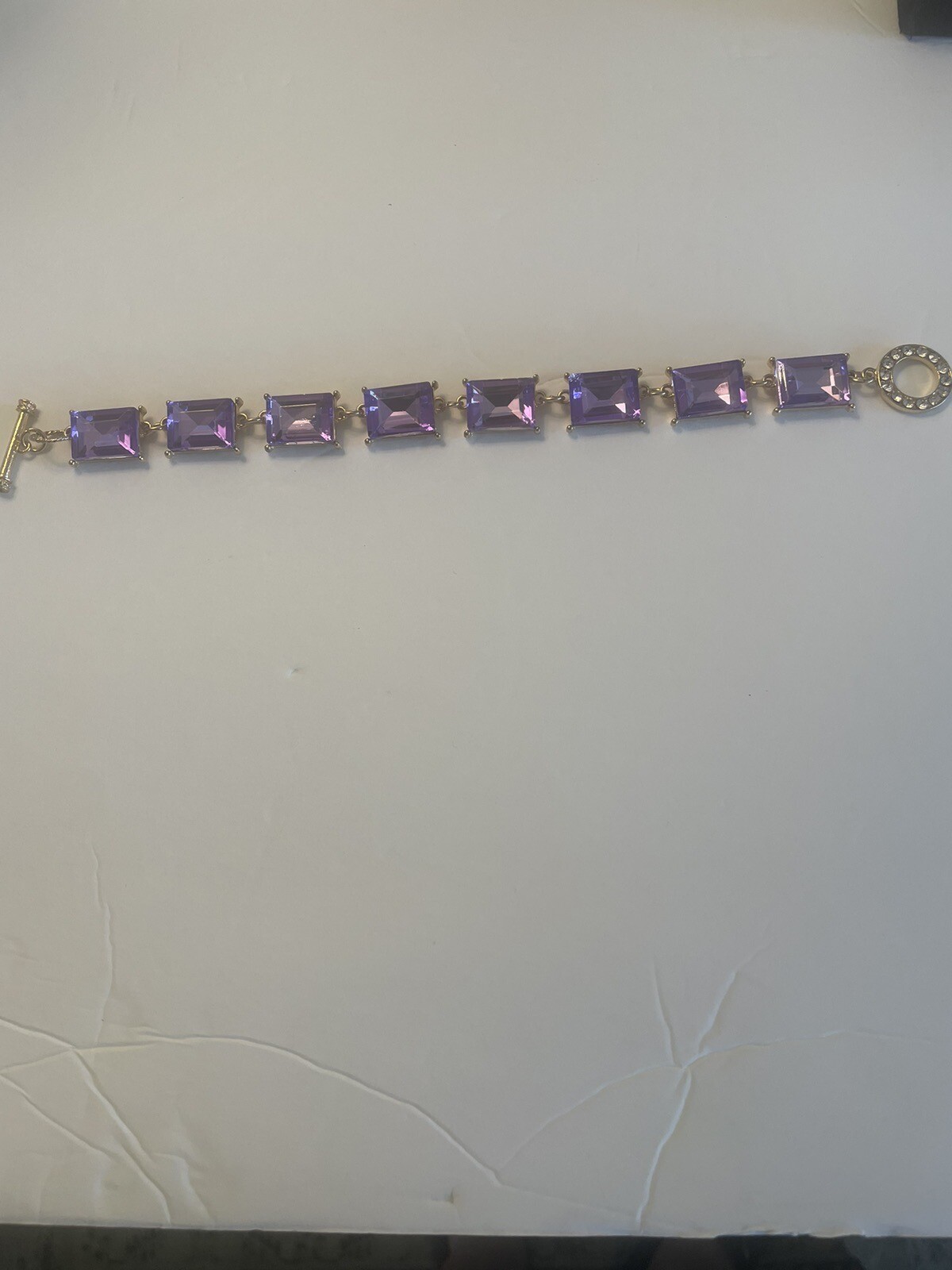 Plus Size Amethyst Crystal Bracelet 9 inches NWT Handmade by Sheoma