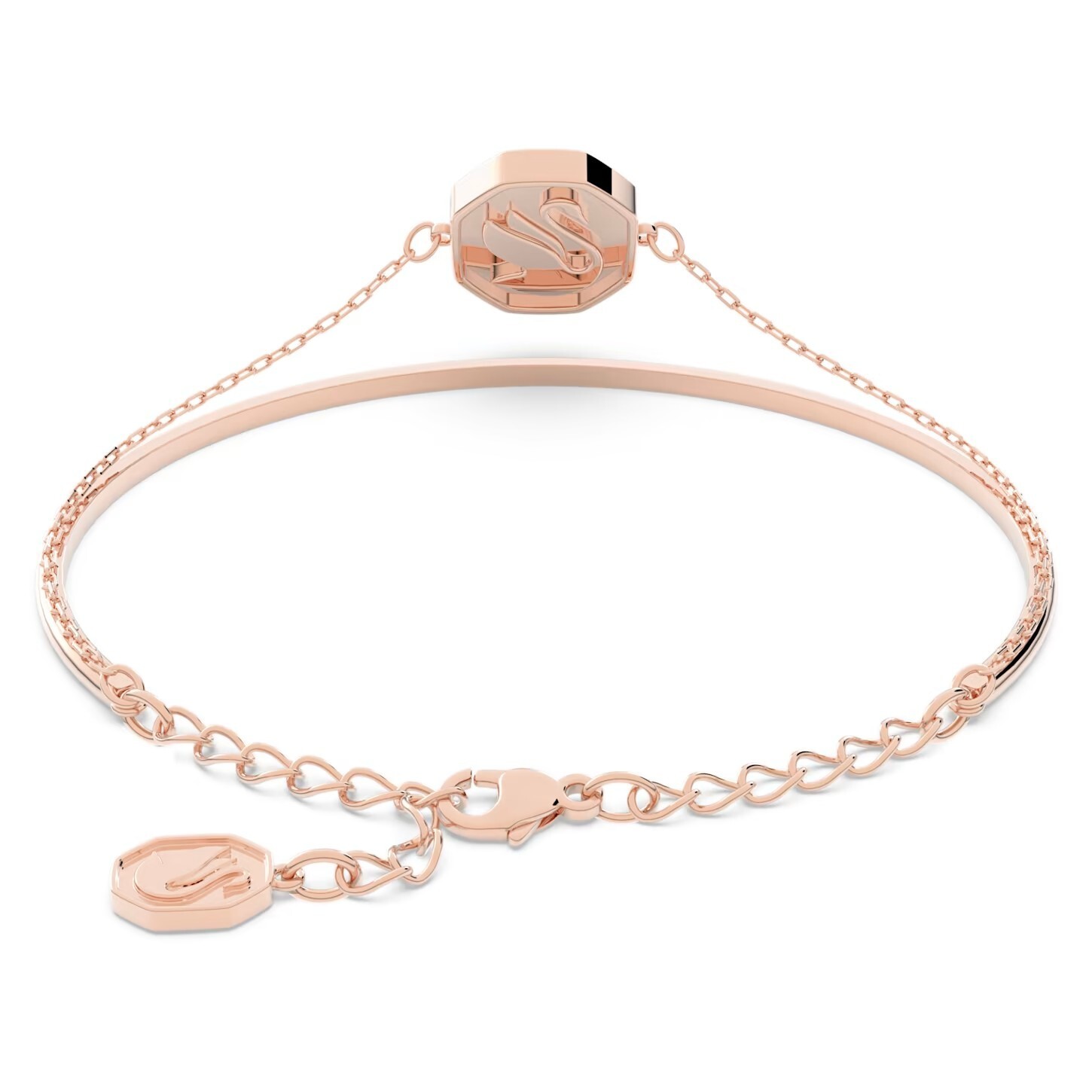 Swarovski Crystal Swan Bangle, White, Rose Gold Tone Plated 5628568