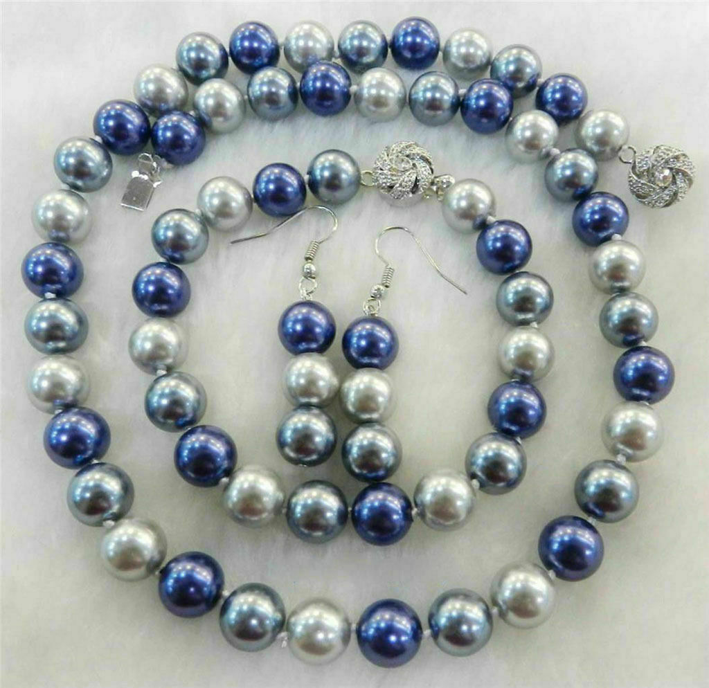 Fashion 8-12mm Multicolor South Sea Shell Pearl Round Necklace Bracelet Earrings