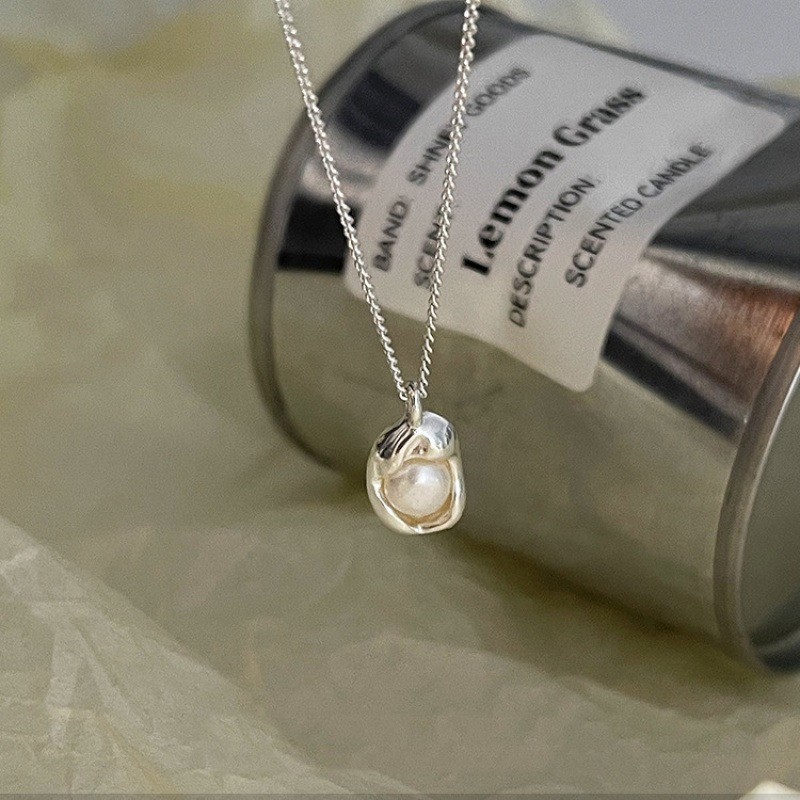 Dainty Wrapped Necklace Pearl Geometric Pendant Choker Vintage Women Jewelry