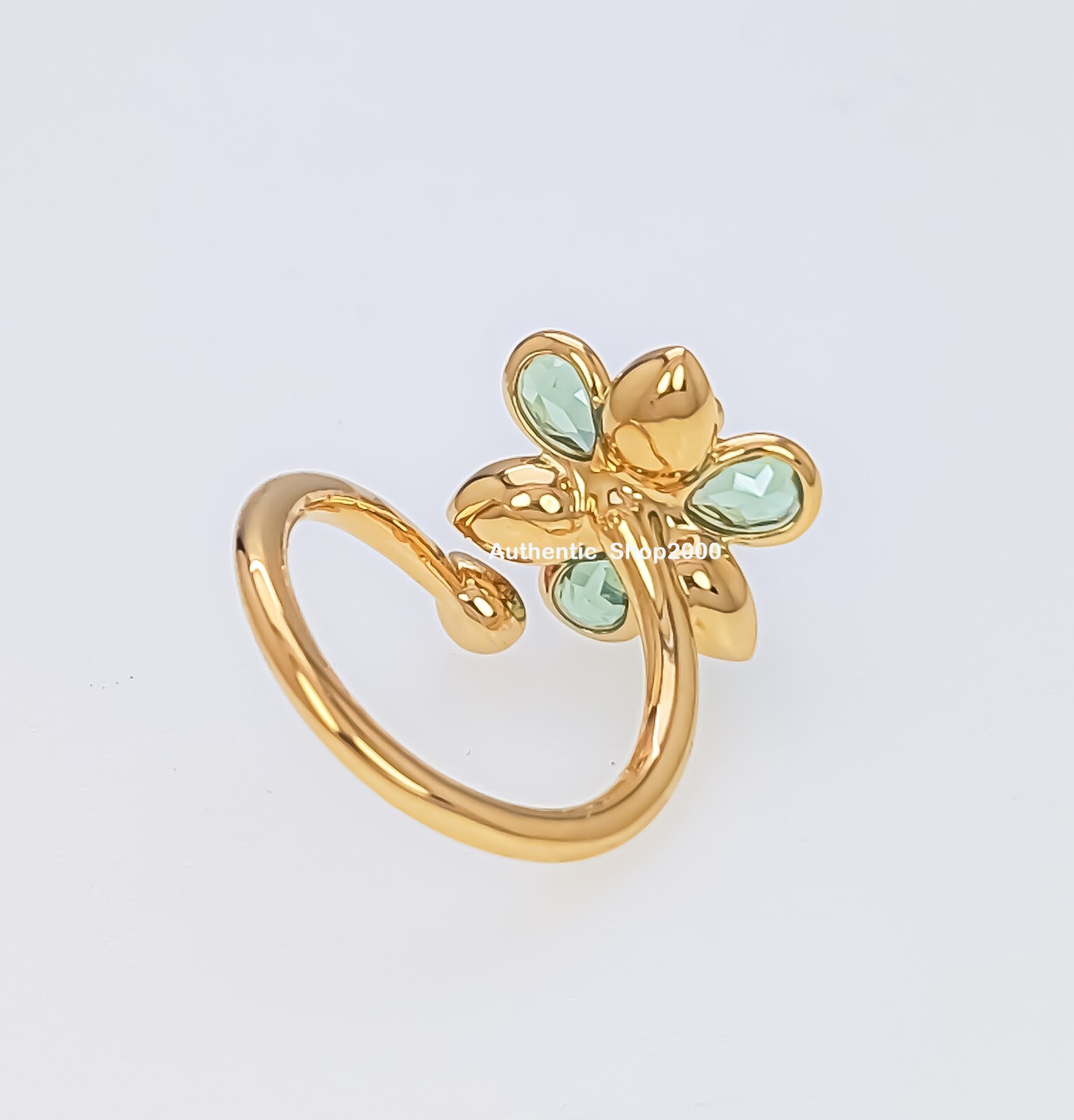 NEW 100% Authentic SWAROVSKI Green Crystals Open Flowers Idyllia Ring 5720297 +