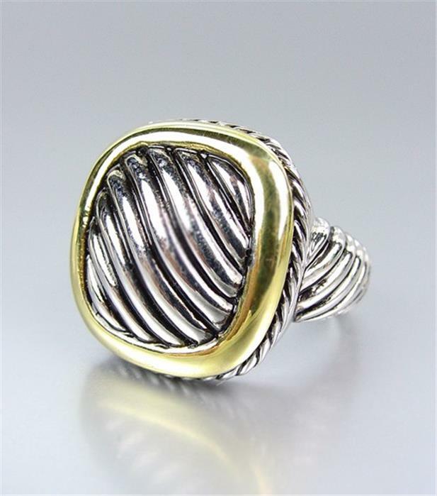GORGEOUS 18kt Gold Plated Twisting Balinese Cable Square Top Ring