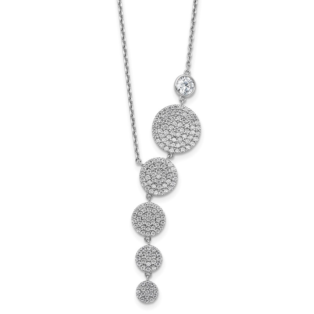 Sterling Silver Cubic Zirconia 178 Stone Circle Drop Necklace 16″ w/2in ext.