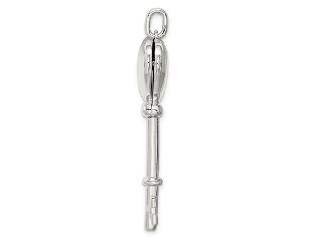 Sterling Silver Heart Locket Key Pendant Necklace with Chain