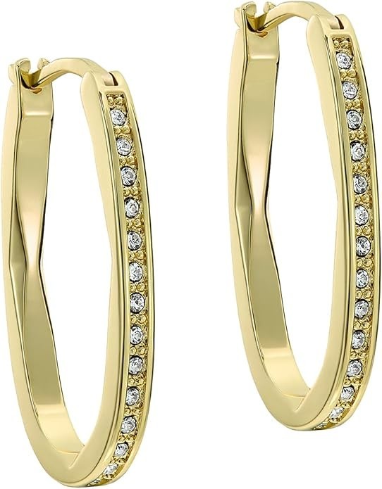 Ted Baker London Shivanna Crystal Shimmer Hoop Earrings 3.1cm Gold Plated Brass