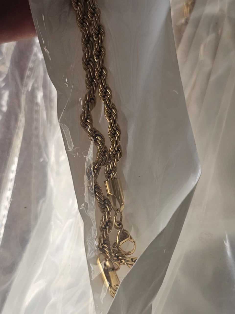 Unisex Gold Stainless Steel Rope Chain Necklace Twisted Link Trendy Jewelry