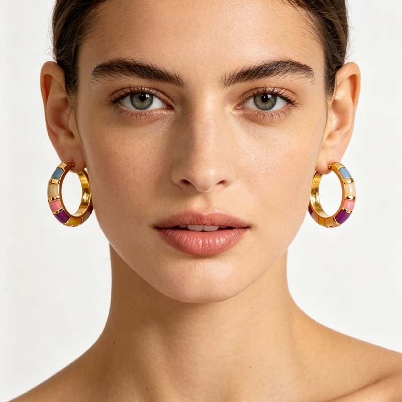 23mm Talbots Faux Stone Statement Hoop Earrings Women Party Holiday Jewelry Gift
