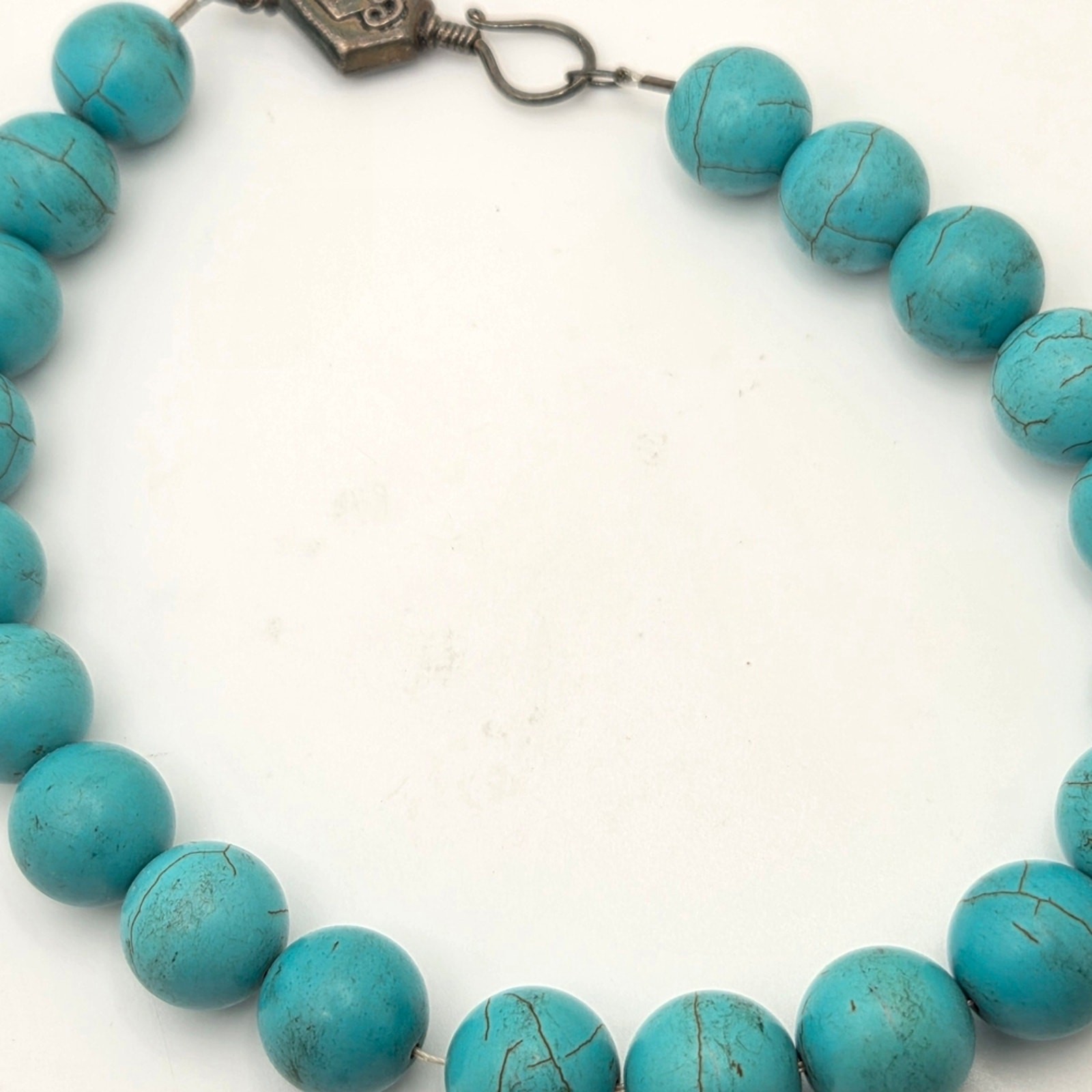 Chunky Turquoise Dyed Howlite Statement Choker Necklace 14”