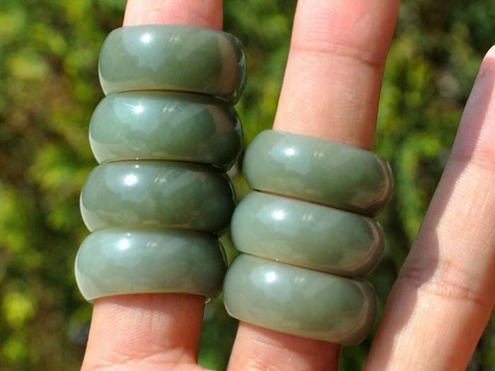 19.7mm*11mm Natural Hetian Nephrite Jade Ring us Size 10