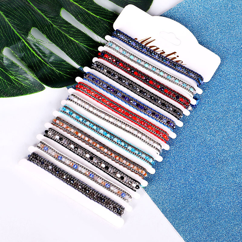 Fashion Multicolor Crystal Beaded Woven Bracelet Bangle Handmade Rope Jewelry