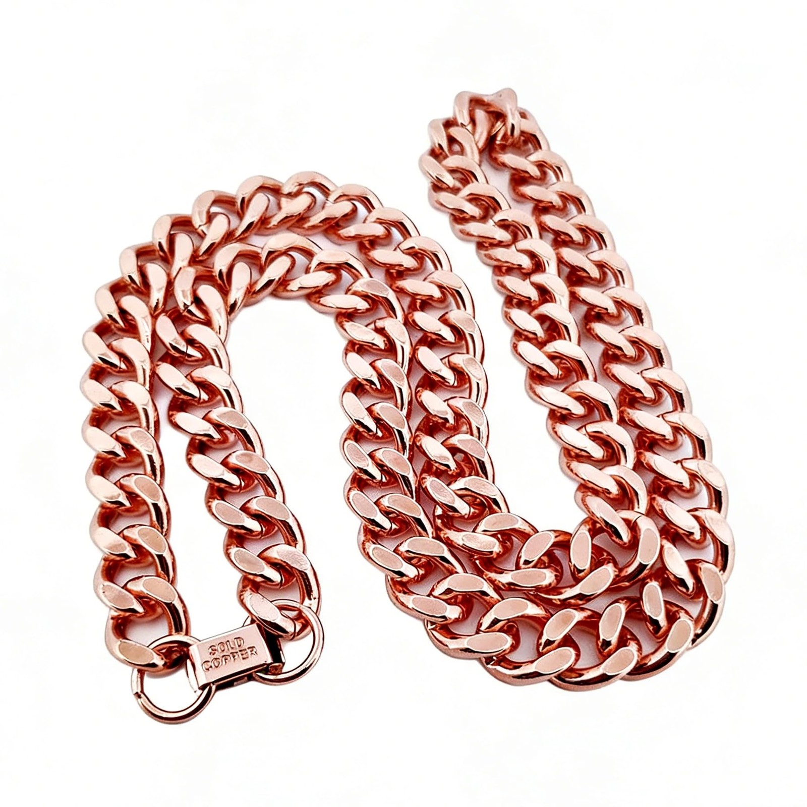 Necklace Pure Copper Cuban Link Heavy Solid Statement Unisex 24″ 148 Grams