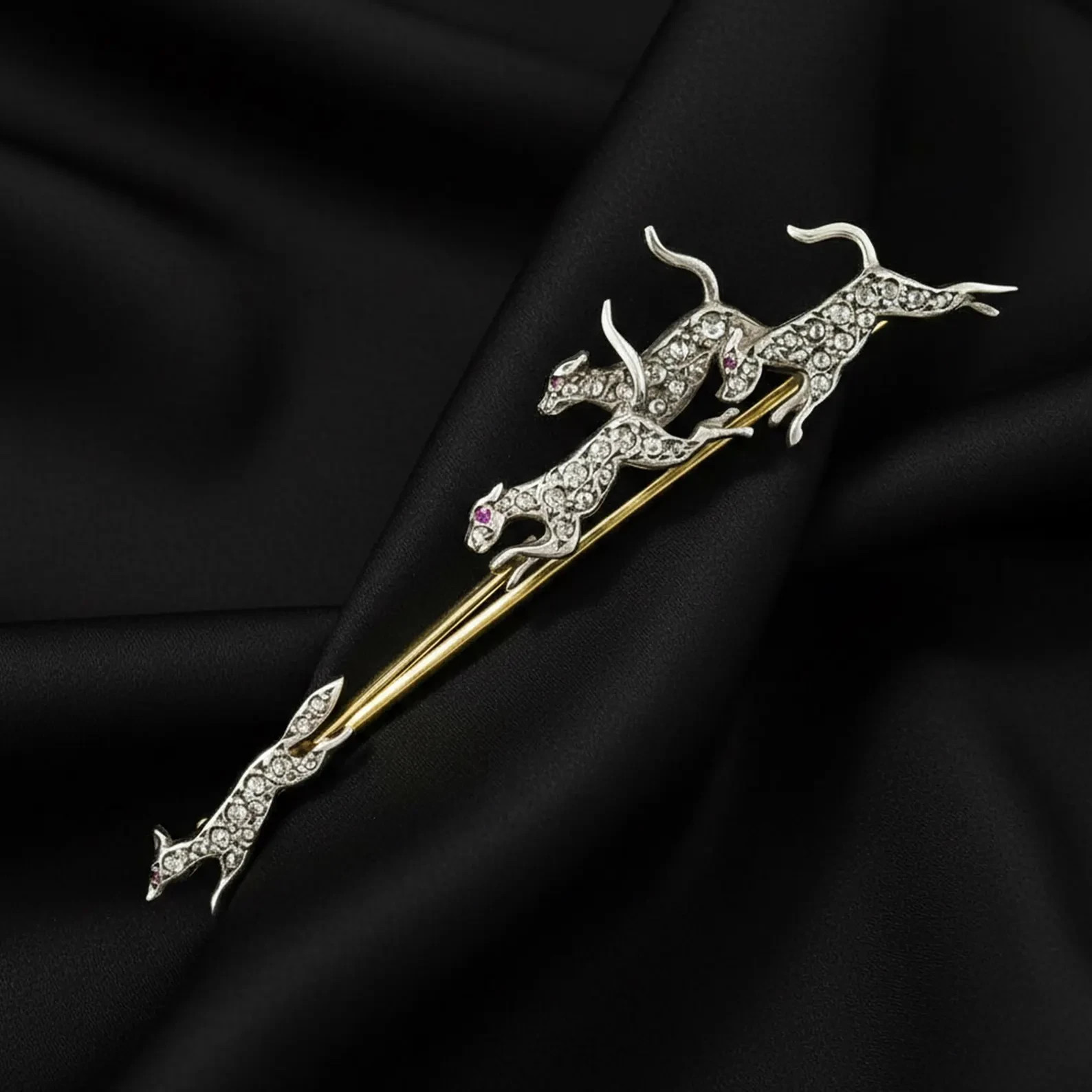 Animal Fox Brooch Pin 1 Ct Round Cut Simulated Diamond 14k Two Tone Gold Plated