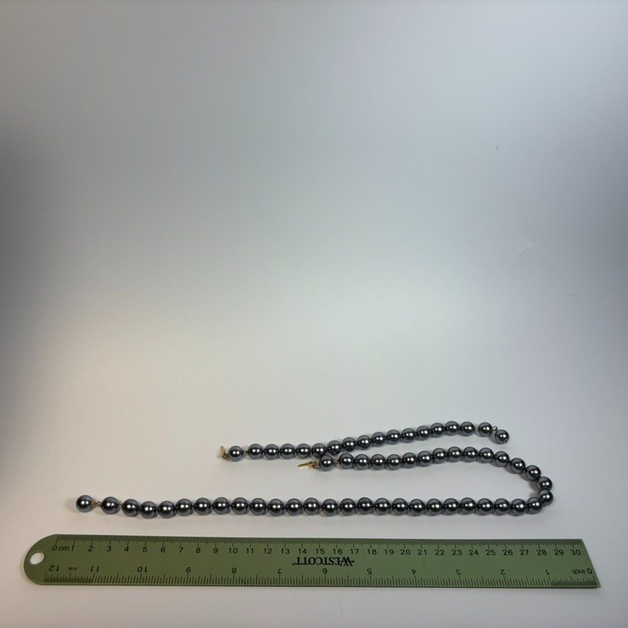 Necklace and Bracelet Set Steel Grey Gold Tone Invisible Clasp Adjustable