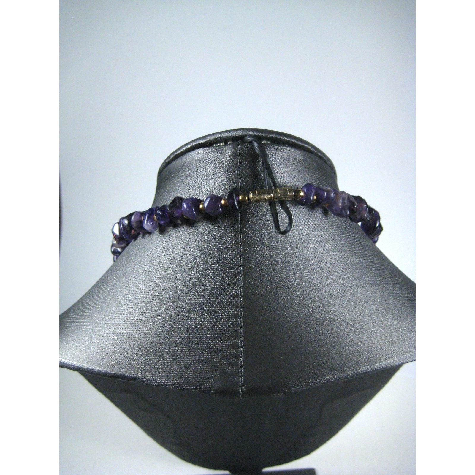 Amethyst Stone Chip Gold Beaded Necklace Purple Jewelry 21 Inch Boho Chic Style