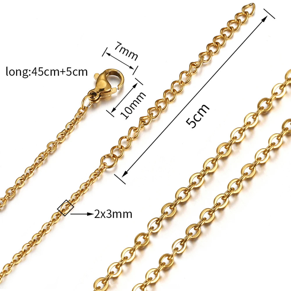 10Pcs Stainless Steel Bead Chain Necklace DIY Jewelry Making Lobster Clasp 45cm