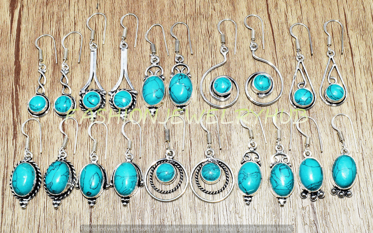 Turquoise Gemstone Ethnic Handmade Fashion Earrings 20pcs Lot FE-499