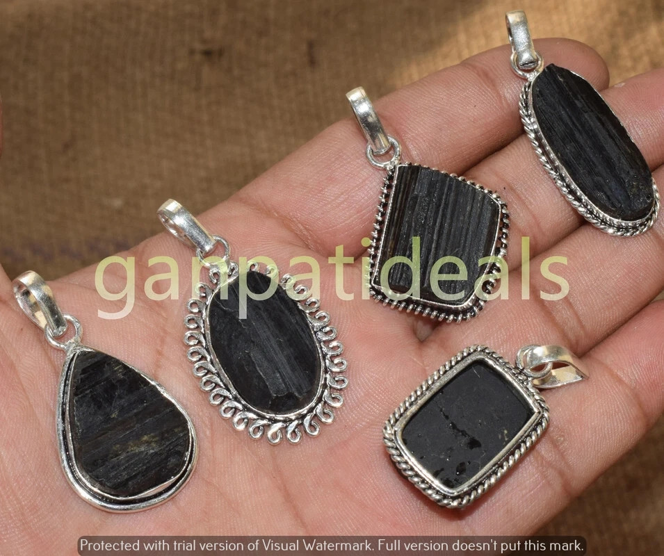 Black Titanium Gemstone Pendant 100pcs Wholesale Lot 925 Silver Plated Jewelry