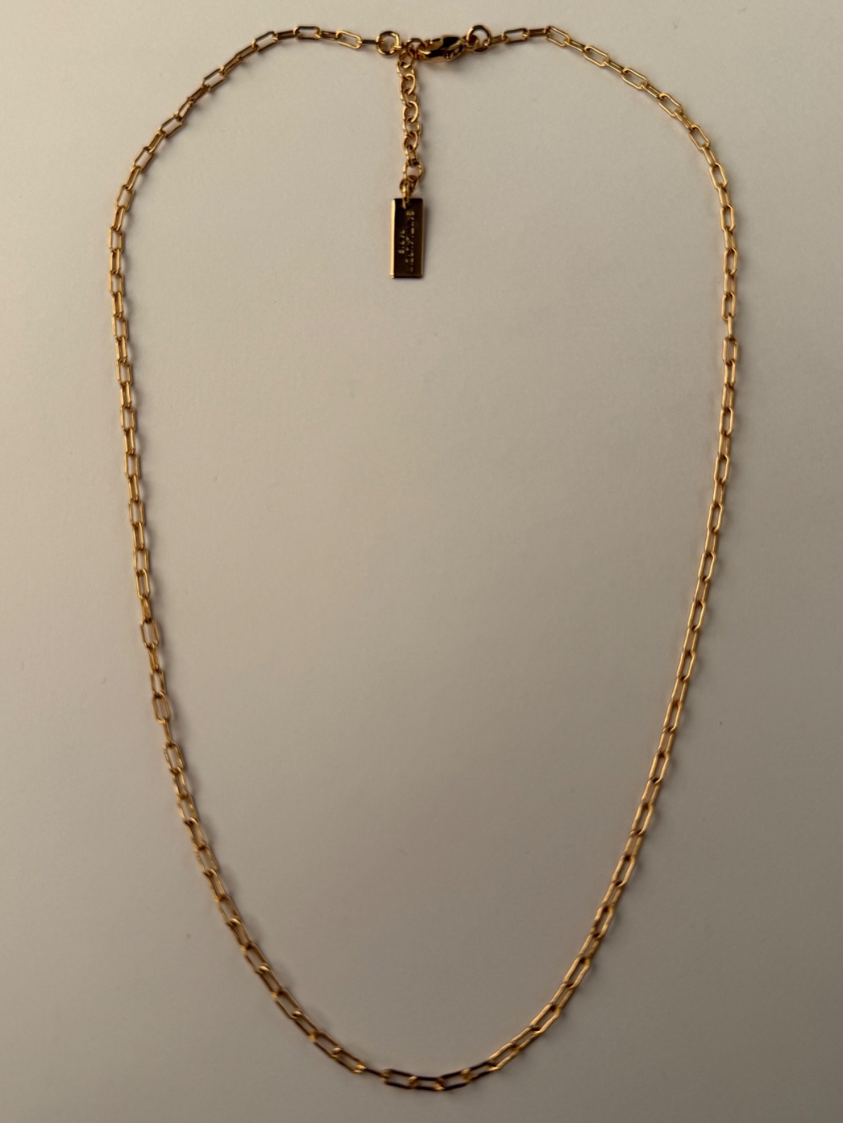 NWT Saint Laurent YSL Rectangular Chain Link Gold Tone Brass Short Necklace $695