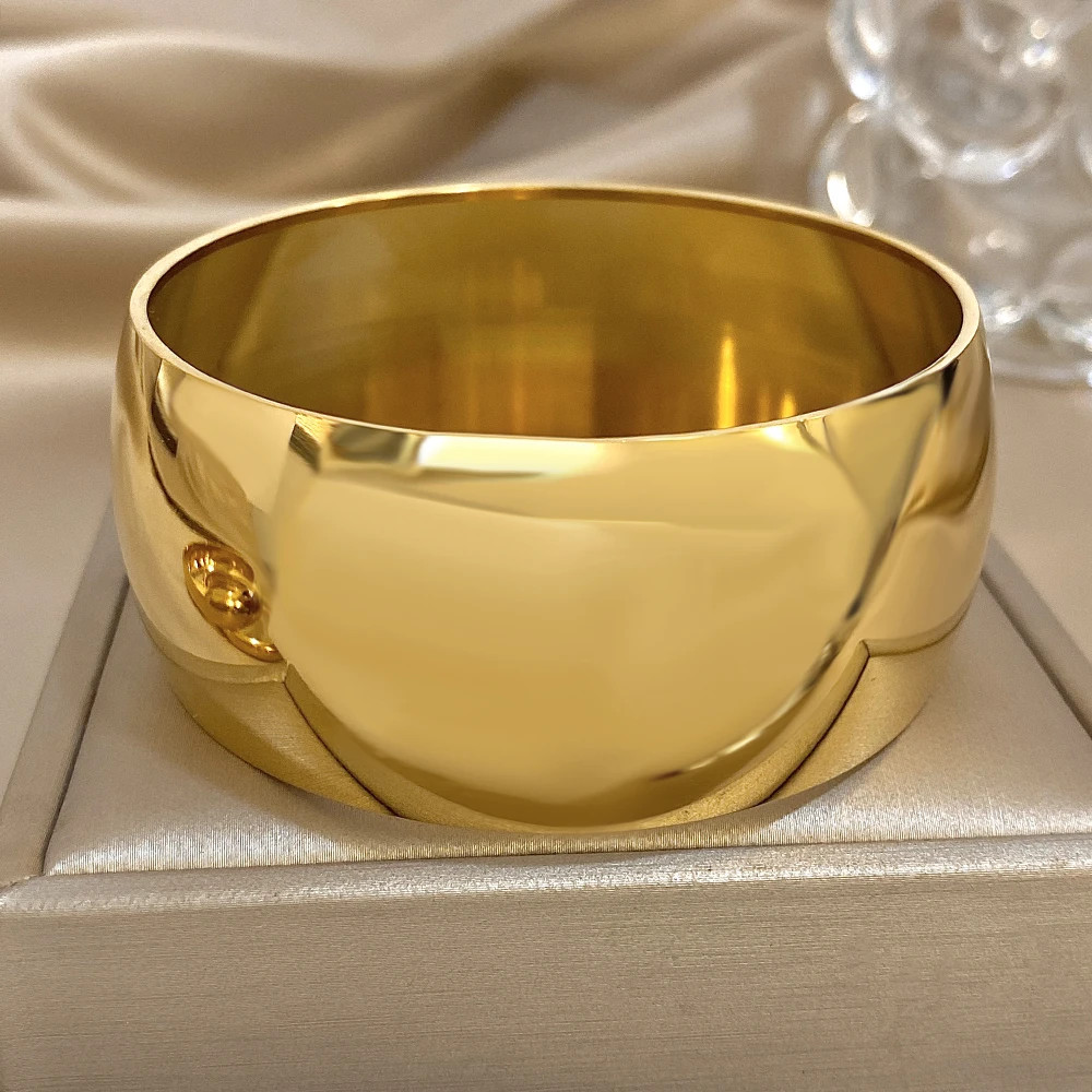 Glossy Gold Plated Stainless Steel Bracelet for Women Men Fashion 10 15 30mm