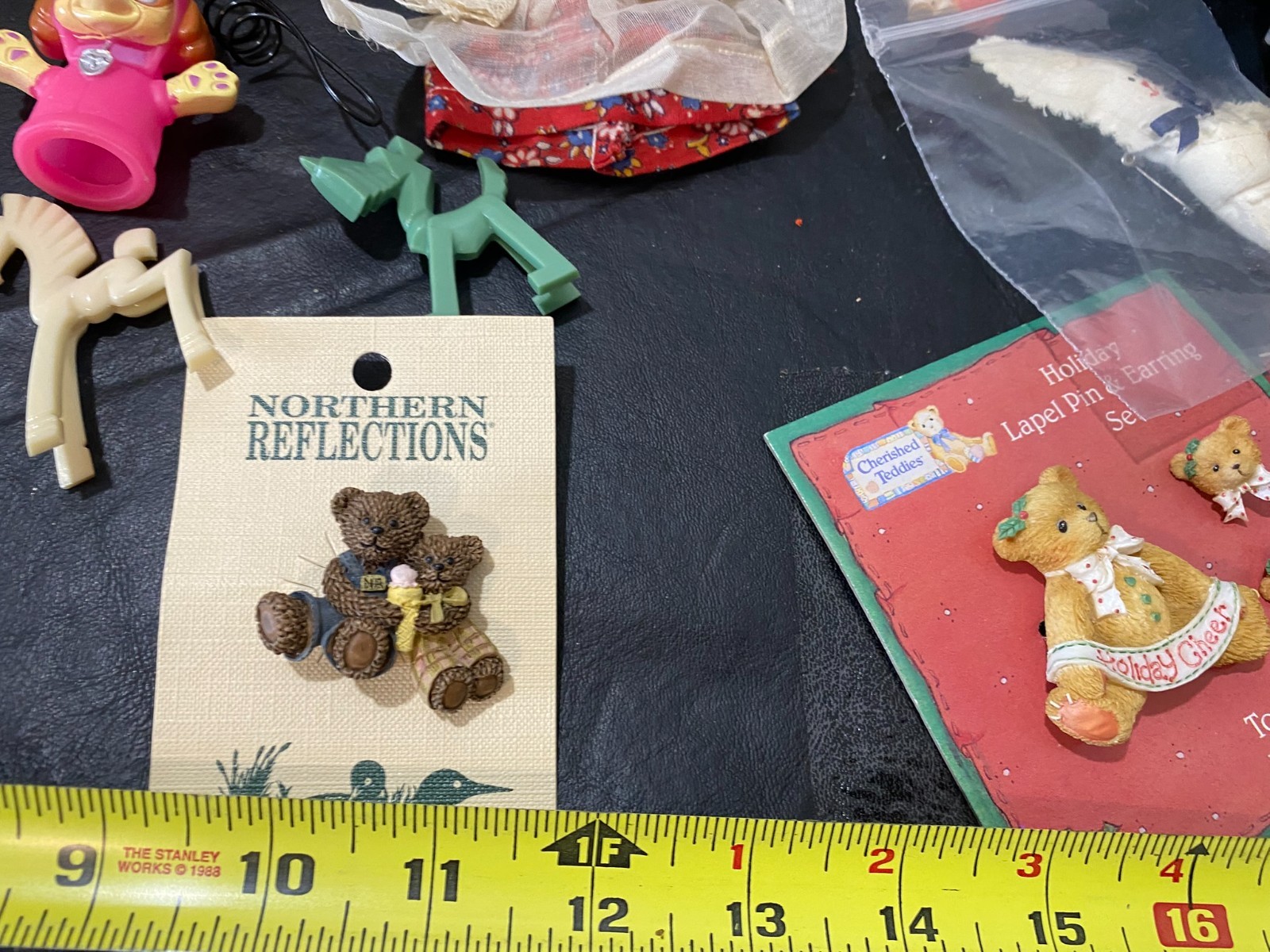 Farrell’s doll hat enamelware plate figures pins brooch teddy bear toy lot