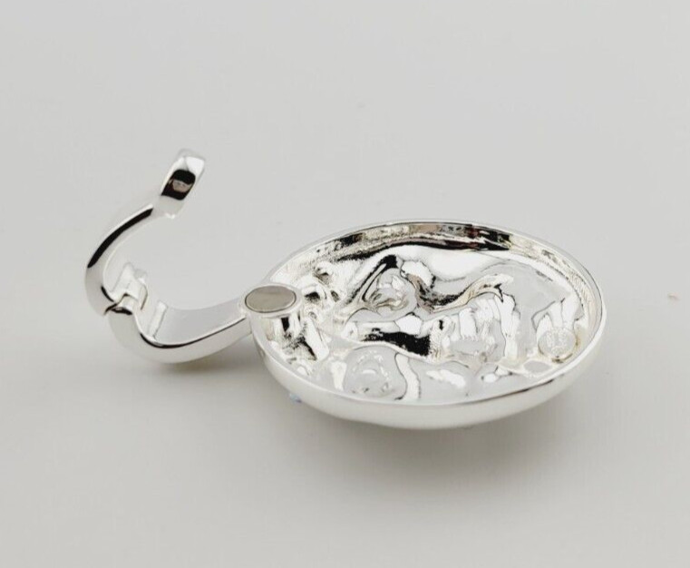 Kirks Folly Moon Fold Over Pendant Necklace Silvertone Silver Leather Cord #16