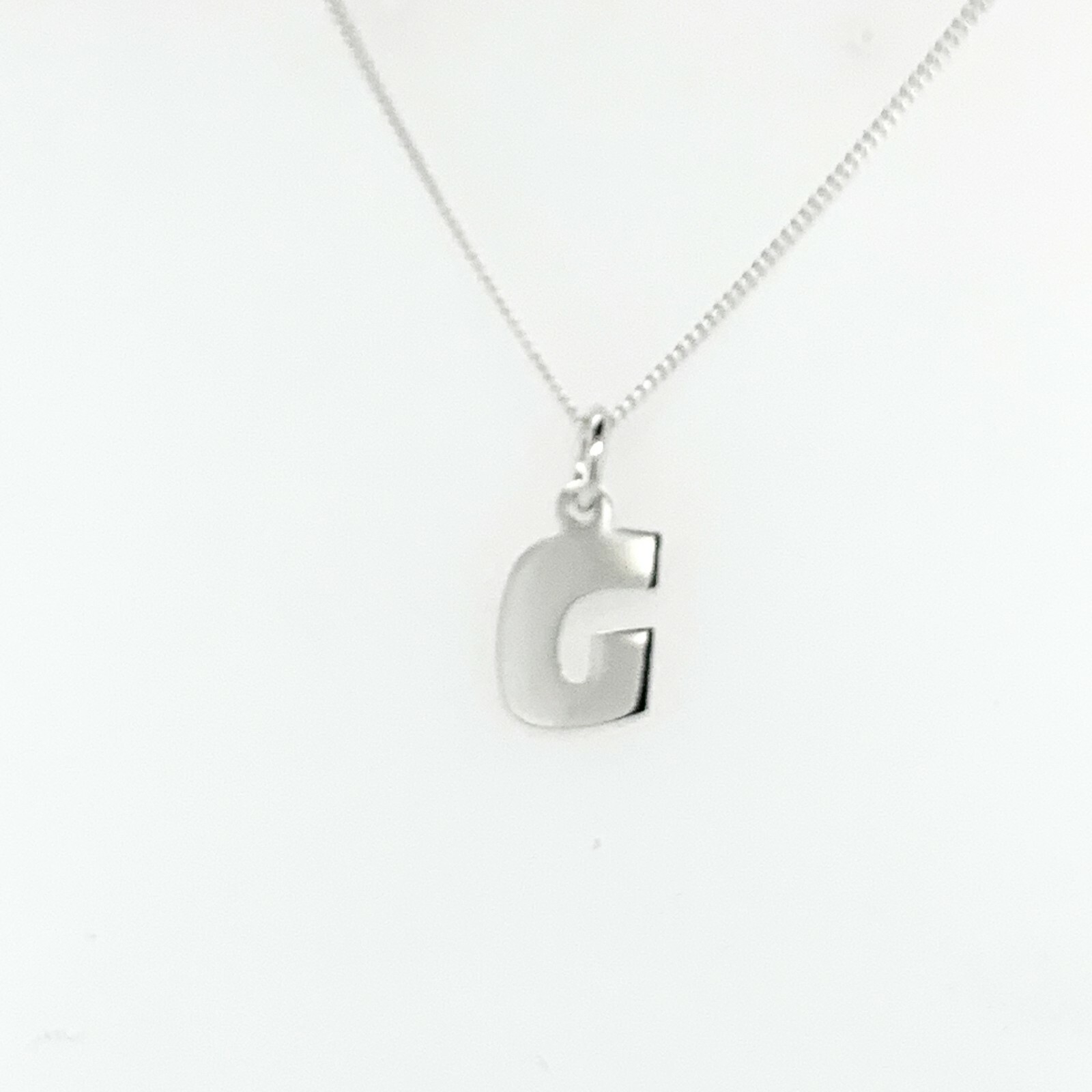 Initial Letter Charm Necklace Pendant Sterling Silver Woman Modern Stylish Trend