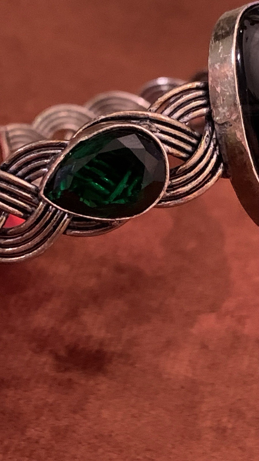 Onyx Gemstone Cuff Woven Braided Bracelet