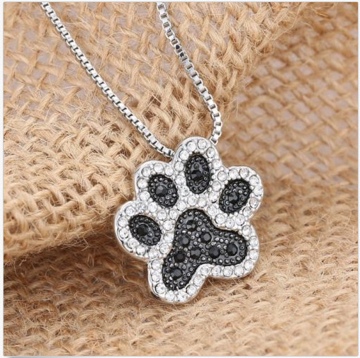 Silver Dog, Cat Love Paw Print Shaped Stainless Steel Metal Pendant Necklace New