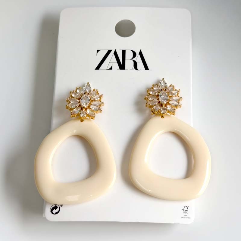New Zara CZ Resin Loop Drop Statement Earrings Women Party Vacation Jewelry Gift