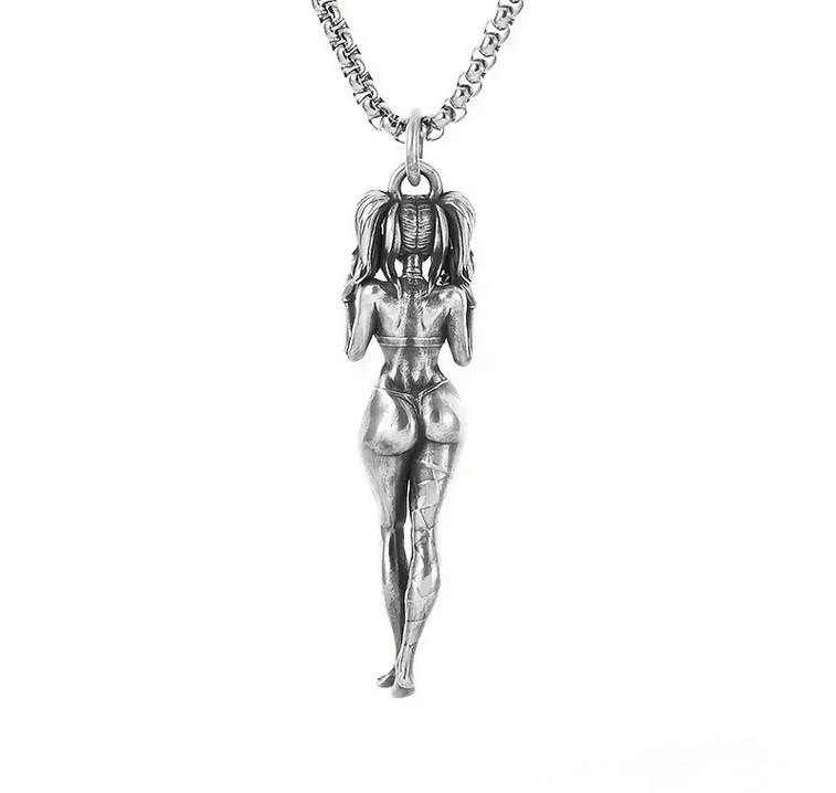 Shy Girl Jewelry Vintage Silver Sexy Goddess Standing Pendant Necklace